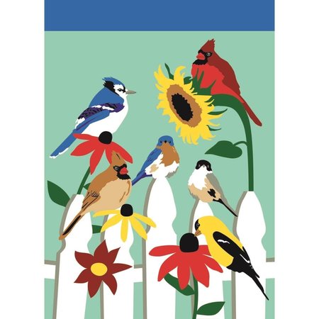NUNC PATIO SUPPLIES 13 x 18 in. Birds on A Fence Burlap Garden Flag NU2563609